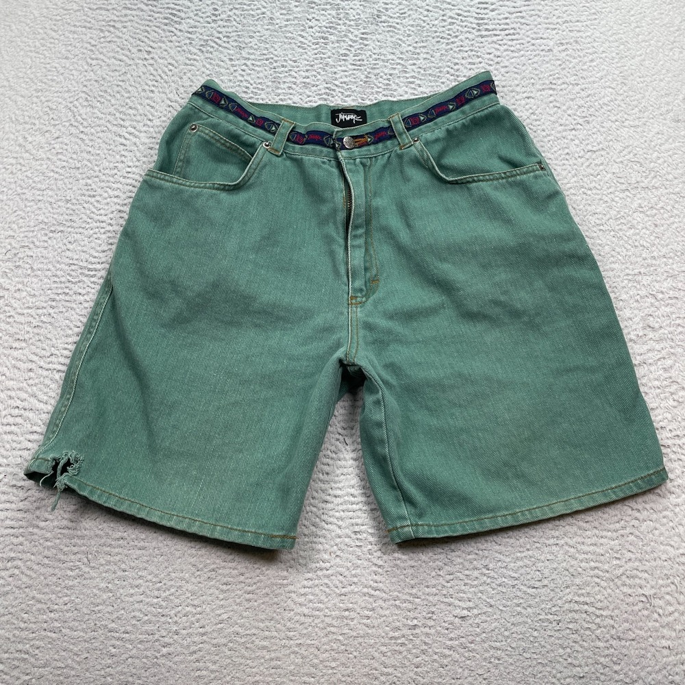 Vintage Jimmy'z Denim Shorts Men's Size 30 (Fits 28) Geometric Design 7" FLAW